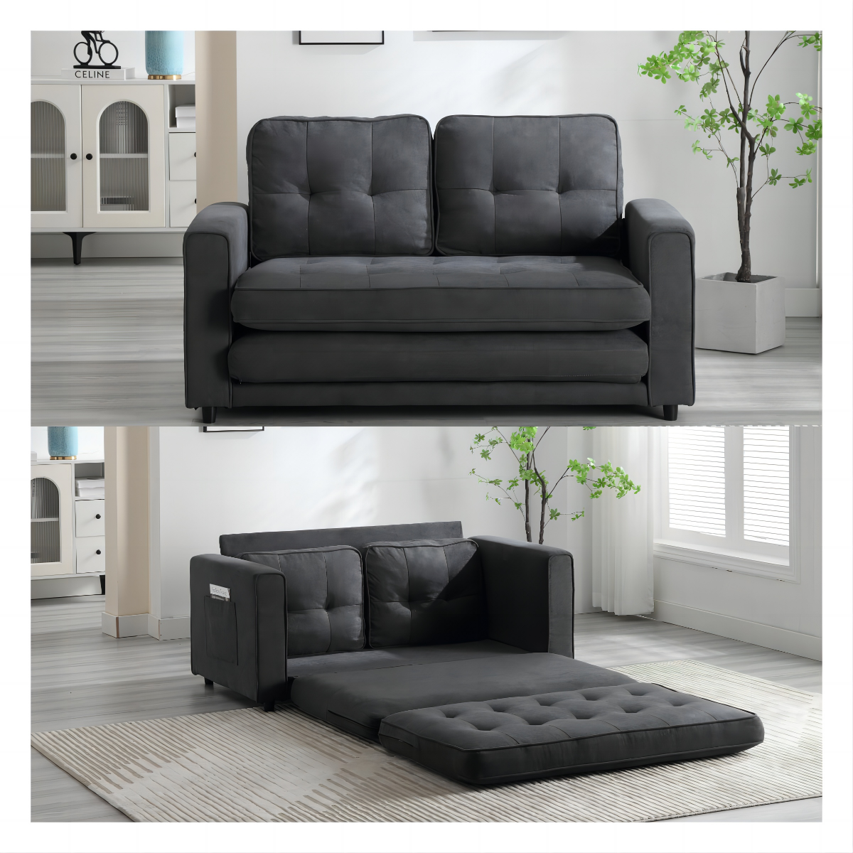 NEW 3 Fold Convertible Futon Couch Sleeper Loveseat Sofa Bed Pull Out Couch