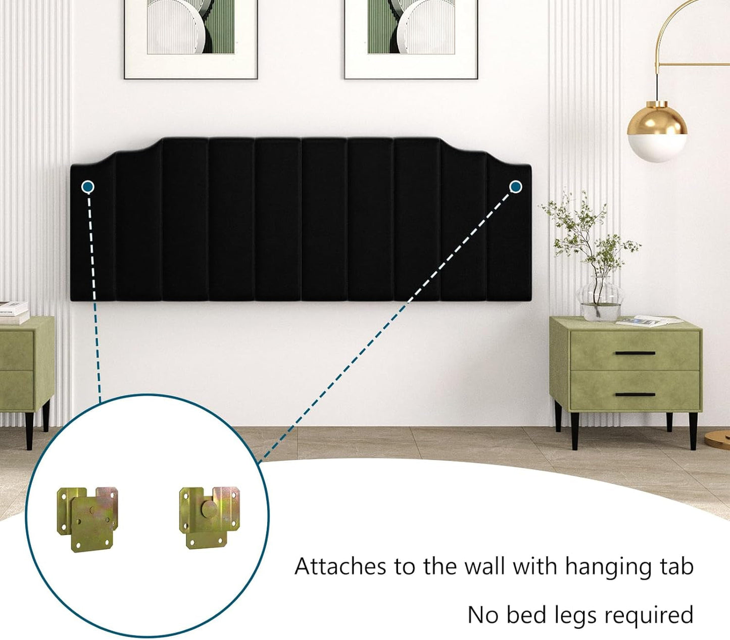NEW Velvet King Size Wall Mounted Headboard for Adjustable Beds