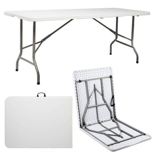 NEW 6’ Indoor Outdoor White Lightweight Plastic Folding Rectangular Table