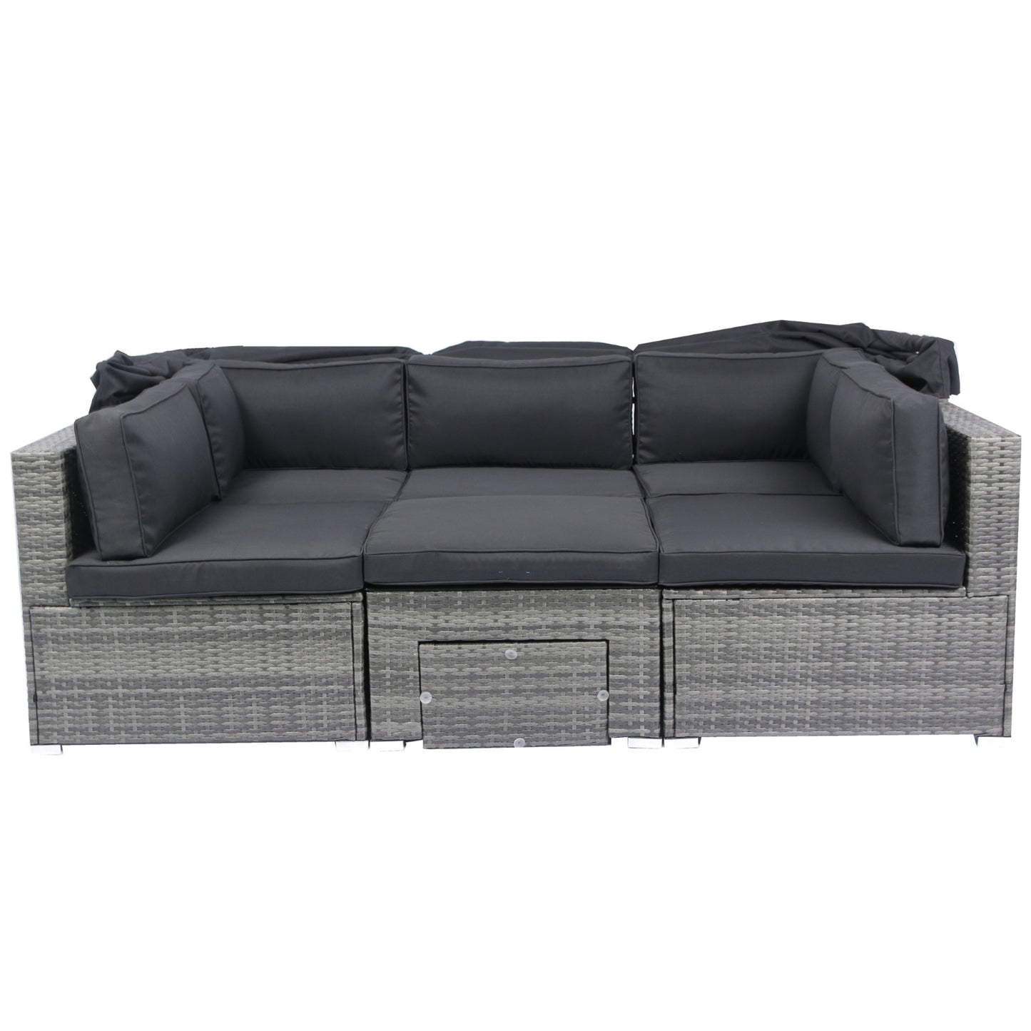 NEW 7-Piece Outdoor Wicker Rattan Sectional Sofa Patio Set W Retractable Canopy
