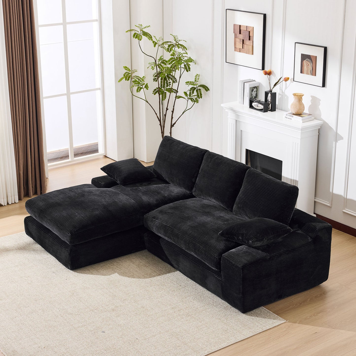 NEW 99*69' Modular Sectional Living Room Sofa Set, Modern Minimalist Style Couch, Upholstered Sleeper Sofa for Living Room, Bedroom, 2 PC Free Combination, Installation-free Sofa, L-Shape, Black