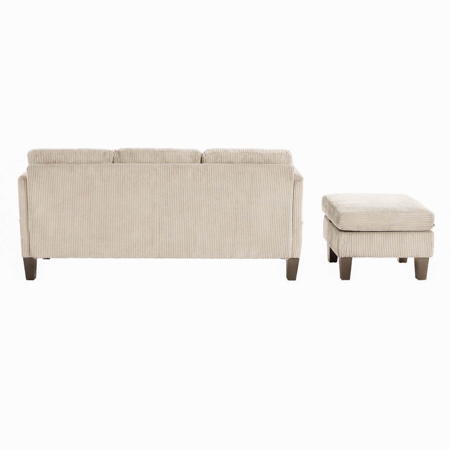 NEW Off White Modern Luxury L-Shaped Sofa with Padded Corduroy