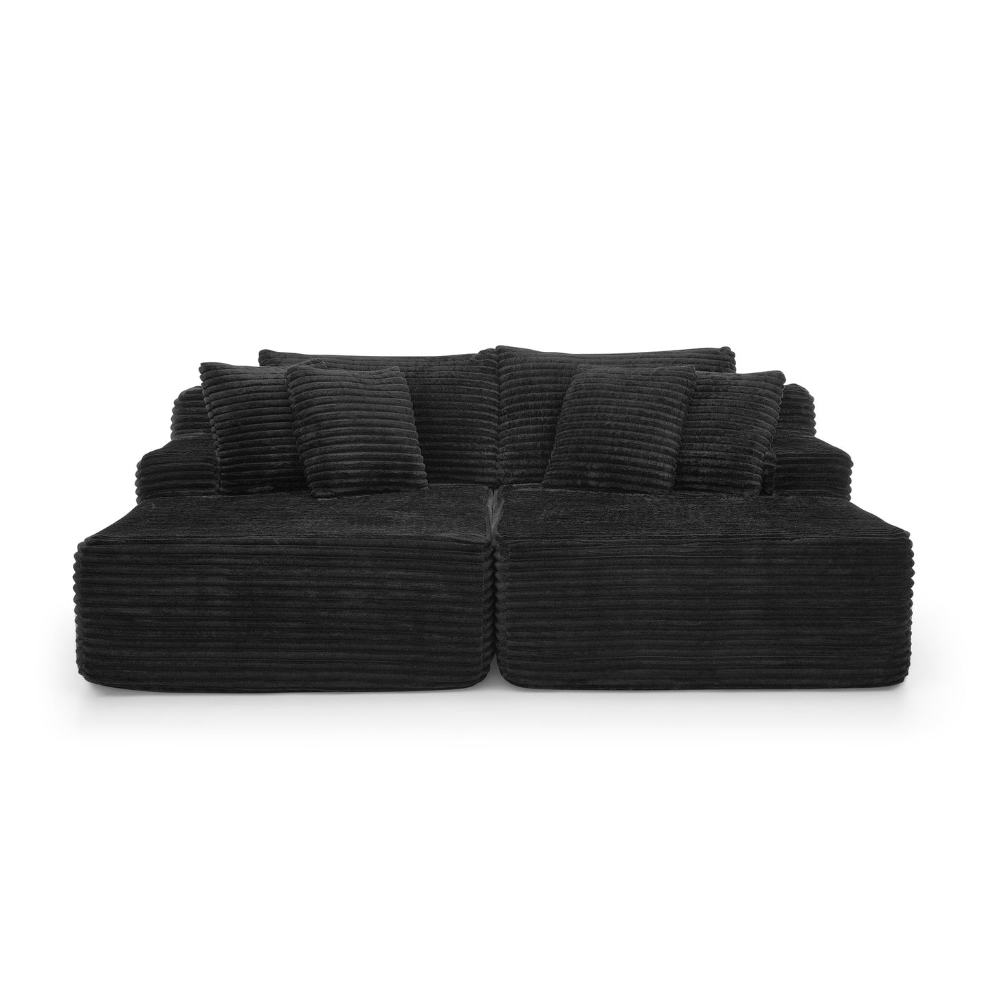 NEW Two-seater lazy sofa lounge chair,Compressed sofa no assembly required, made of velvet fabric, fluffy modern  lounge chair, used for indoor living rooms and bedrooms-Black