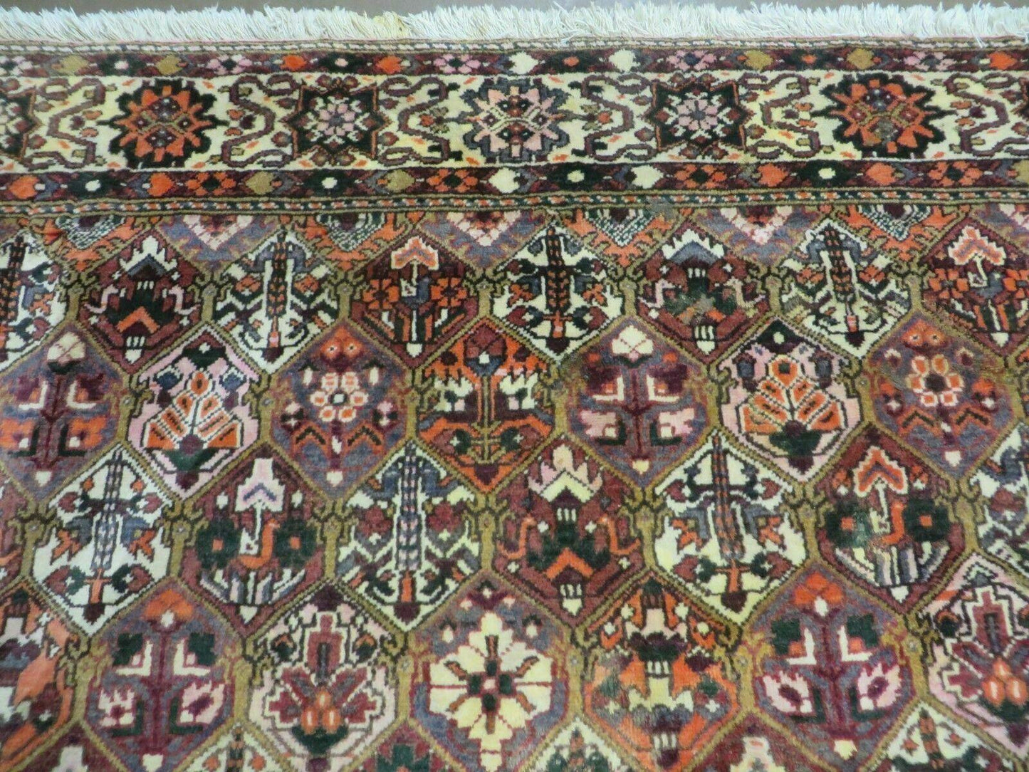 USED Antique Persian Bakhtiari Rug 7x10 - Multicolor Repeated Panel Design - Vegetable Dyed Rug - Hand Knotted Wool Room Sized Oriental Carpet 7 x 10 Rug