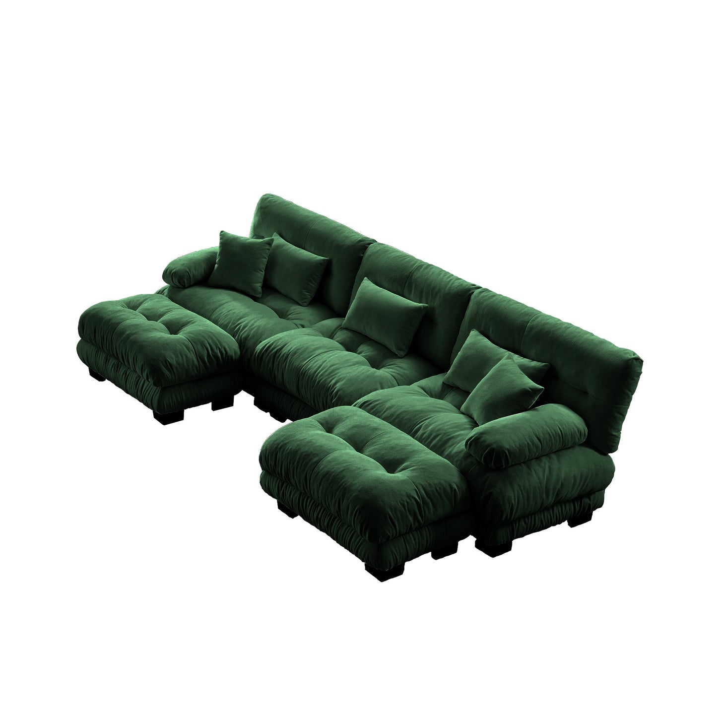 NEW Luxury Modular Sectional Sofa Couch - Oversized U Shaped Cloud Couch for Living Room,Deep Seat Sofa Couch with 2 Ottomans ,Chenille Green