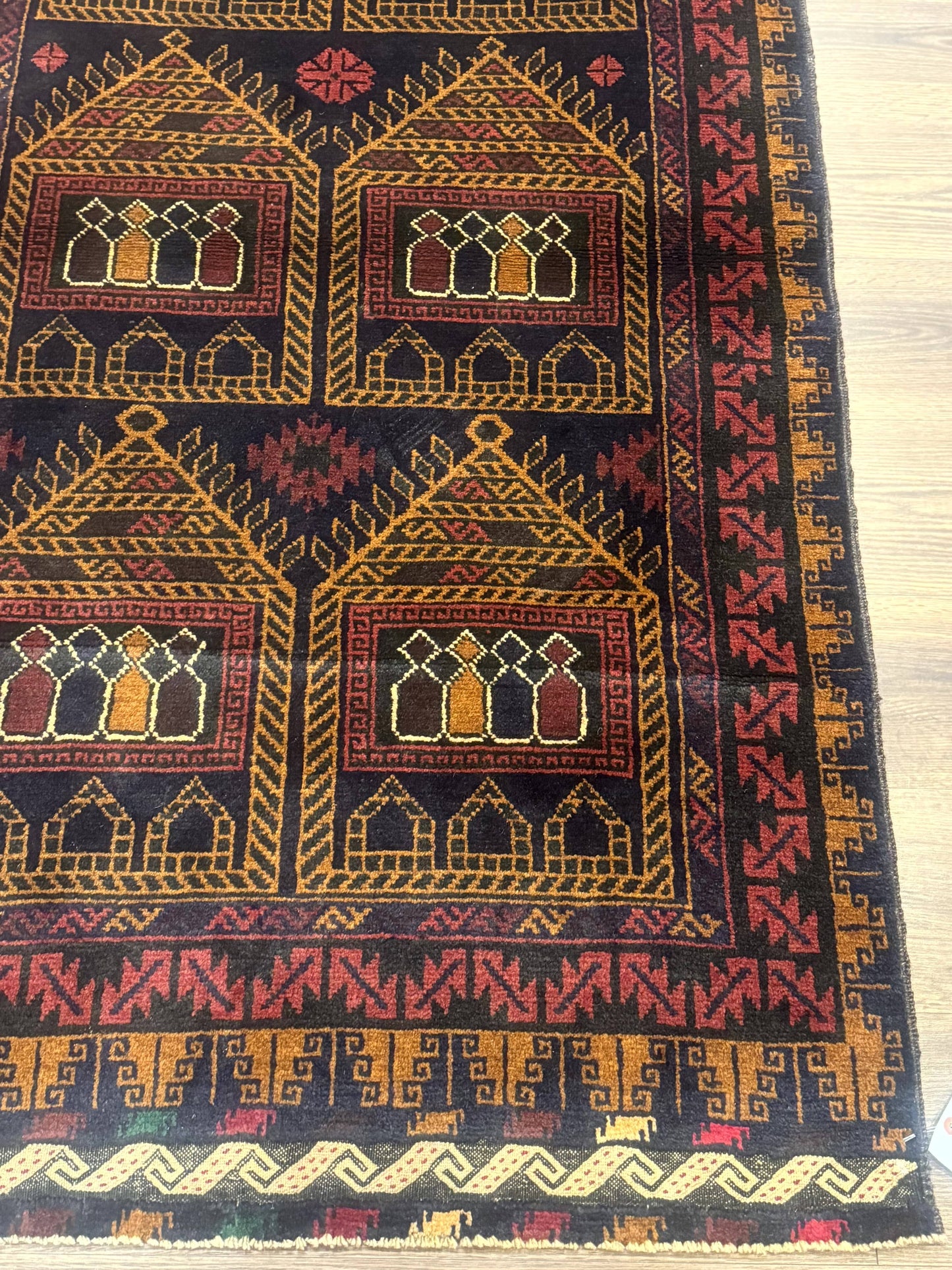 NEW Afghan Rug 3x7, Navy Blue, Tribal Rug, Balouch Carpet