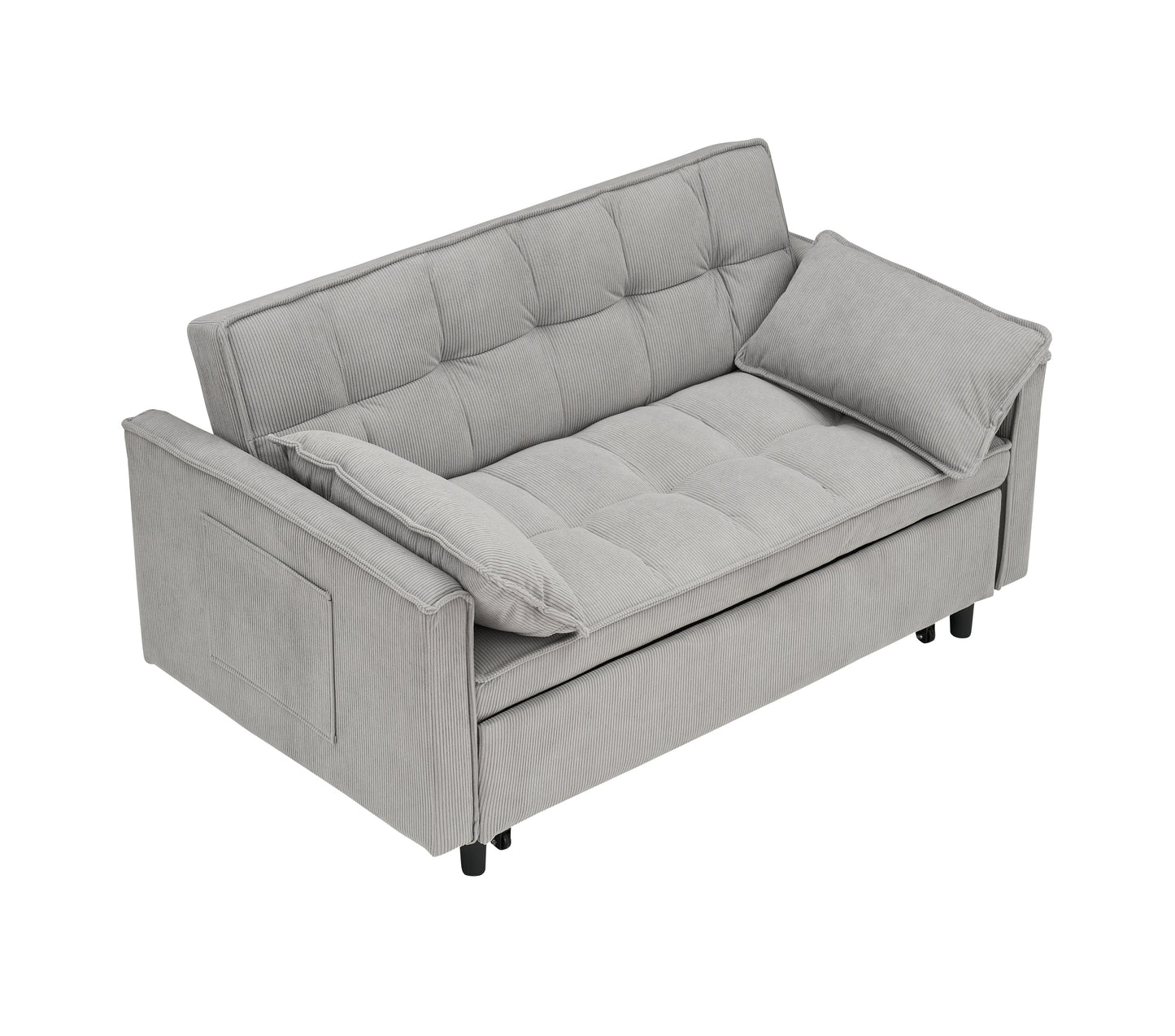 54.30-inch double  Two-seat casual sofa with pull out bed, living room furniture, light grey