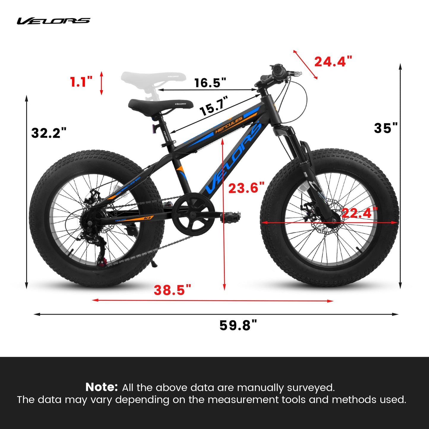 NEW V20235 20 Inch Fat Tire Bike Adult 7 Speed Mountain Bike, Dual Disc Brakes, High Carbon Steel Frame, Front Suspension, Mountain Buggy, City Commuter City Bike, Fat Tire Bike