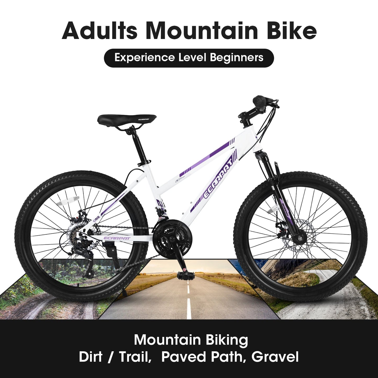 NEW S26103 26 inch Mountain Bike for Teenagers Girls Women, Shimano 21 Speeds with Dual Disc Brakes and 100mm Front Suspension