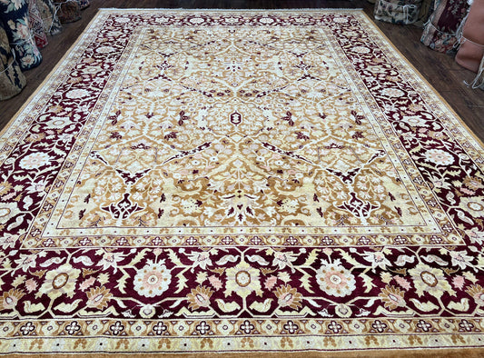 USED Indian Rug 9x12 Agra Rug, Vintage Rug 9 x 12 Wool Rug, Area Rug 9x12 Oriental Carpet, Unique Colors, Hand Knotted, Clay Dark Brown, Allover