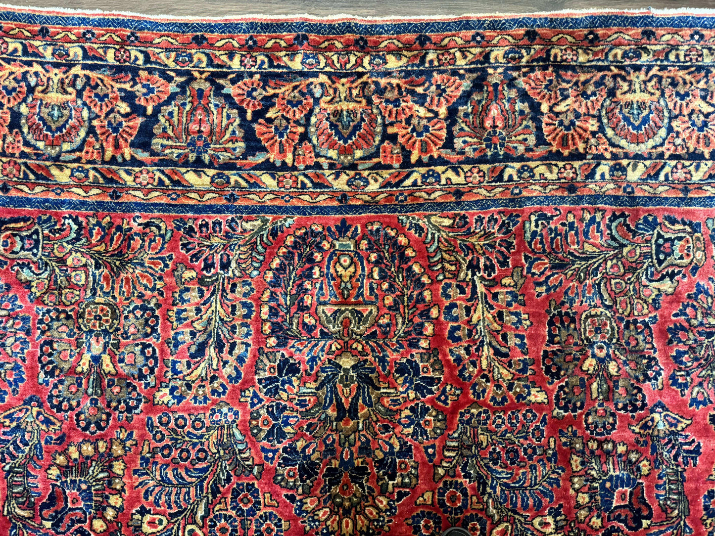 USED Palace Size Persian Sarouk Rug 10x16, Rare Size, Red, Large Antique Persian Carpet