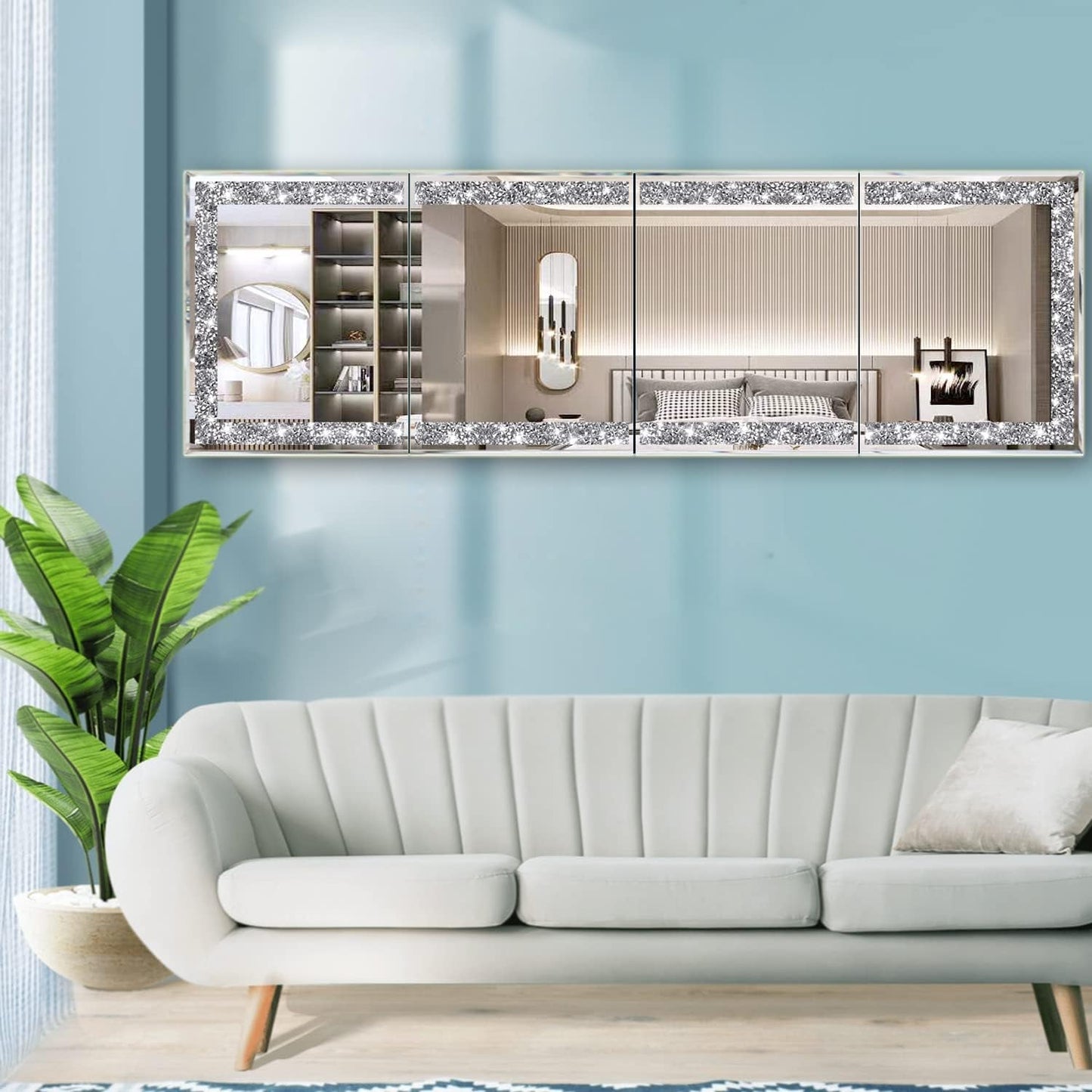NEW Full Length Mirror Tiles 4 Piece Frameless Wall Decor