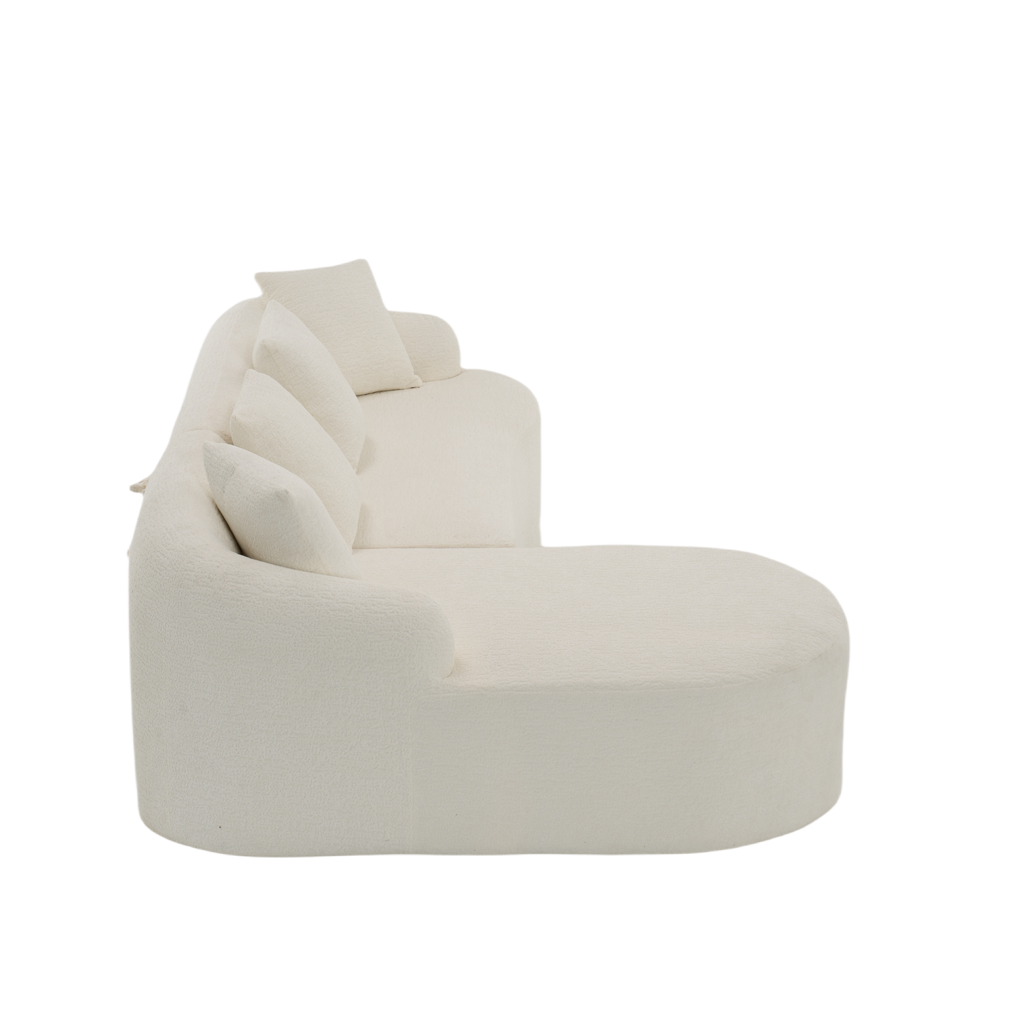 NEW Boneless L-Shape Sectional Sofa White Modular Chenille Compression 30D High-Density Foam Minimalist Modular Couch Sleeper with Curved Chaise