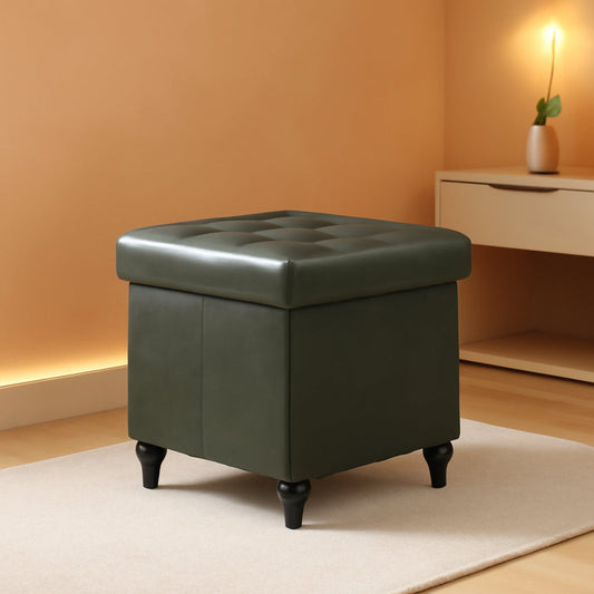 NEW Green 15 Inch Storage Ottoman Bench for Living Room