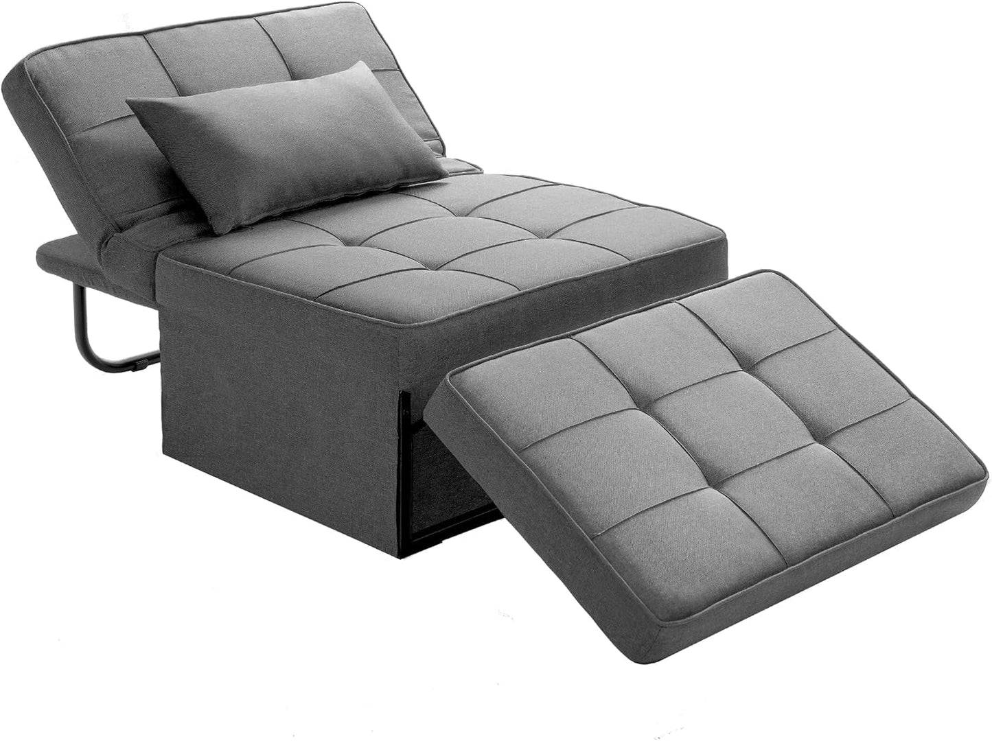 NEW Light Grey Contemporary Convertible Sofa Bed Ottoman