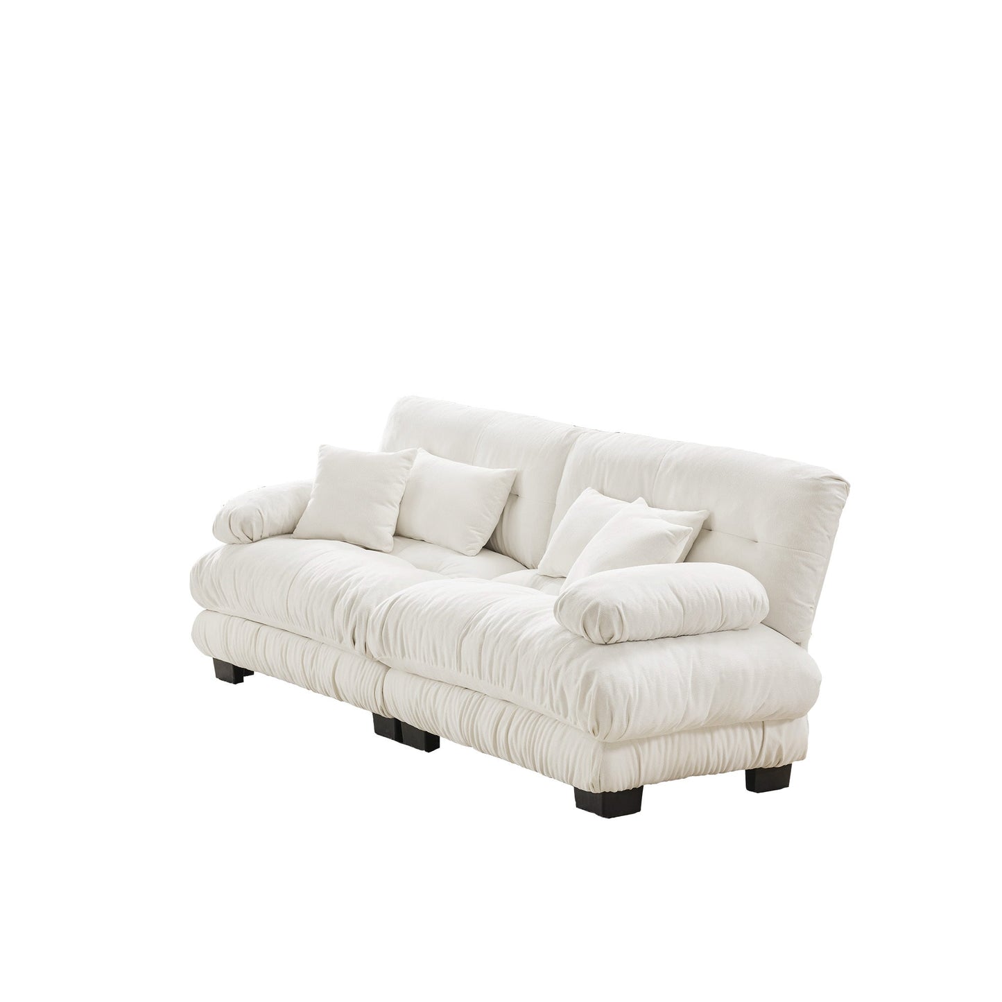 NEW Chenille White Cloud Couch 2 Seater Loveseat Sofa with 2 Lumbar Pillows and 2 Throw Pillows