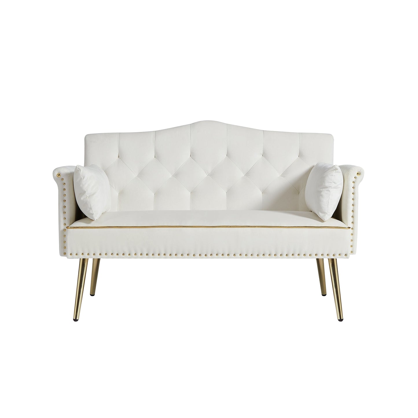 NEW Cream White Velvet Loveseat Sofa