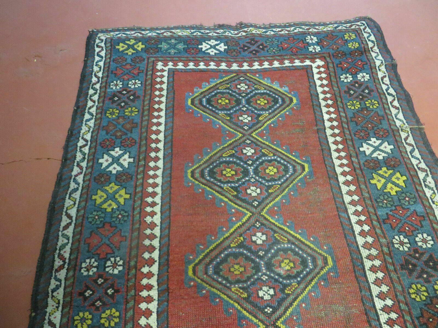 USED 3' X 6' Antique 1920s Handmade Caucasian Karabagh Ganjeh Talesh Wool Rug Nice