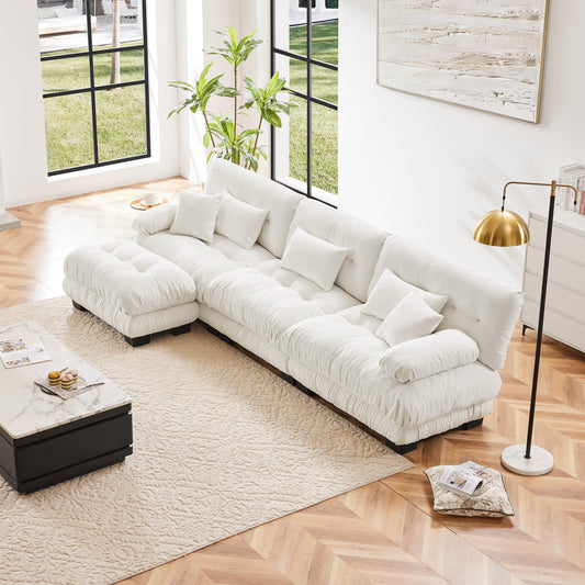 NEW Luxury Oversized L Shaped White Modular Sectional Sofa Cloud Deep Seat Sofa