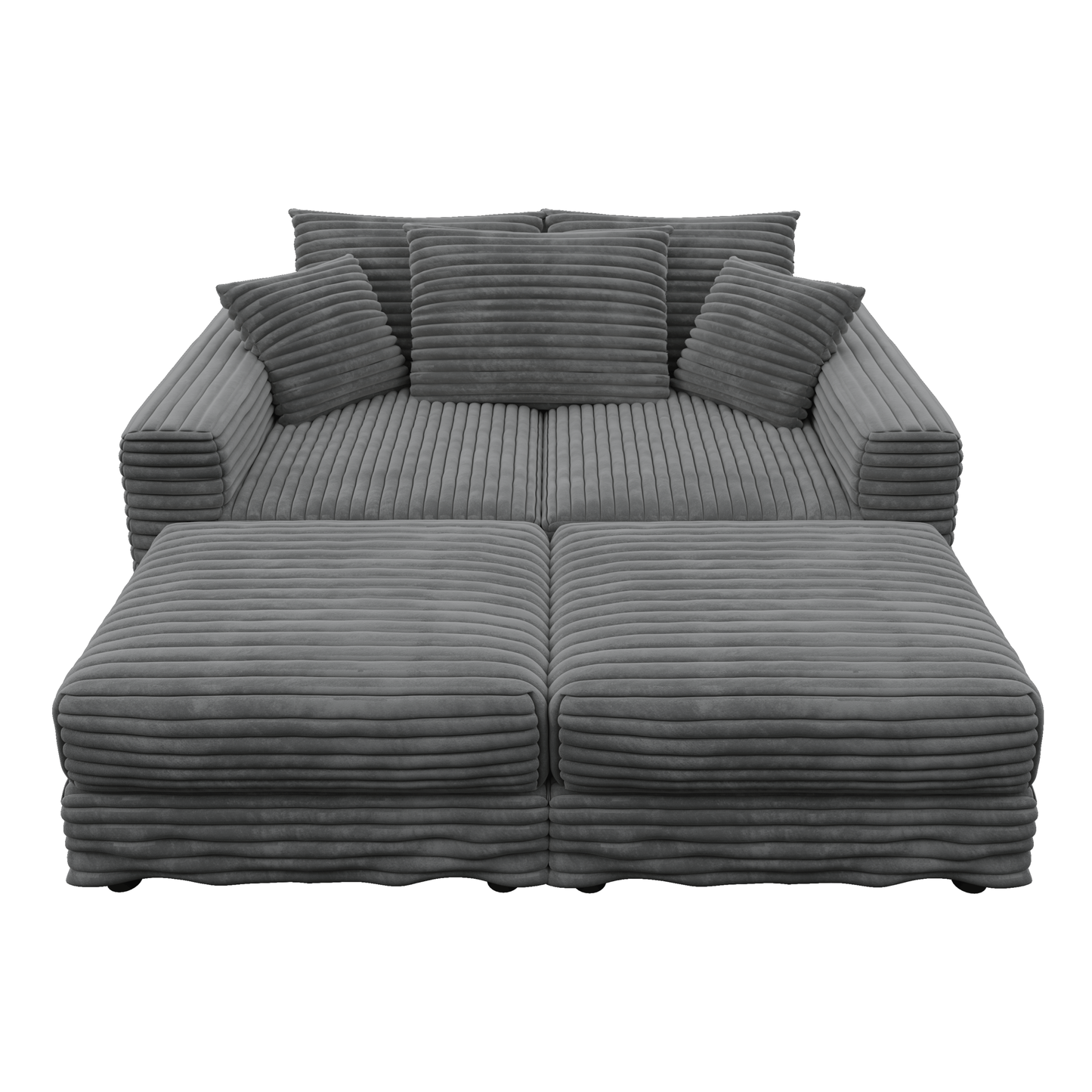 82.7 ' Plush Corduroy 3-Seat Sofa, Modern Comfy Upholstered Sofa Cloud Couch, Deep Seat Couches with Soft Pillows and 2 Ottomans, Convertible Sofa Lounge Chair, for Living Room,Apartment,Office,Grey