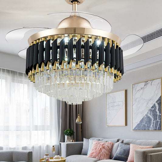 NEW LED Frequency Conversion Fan Light Fixture Crystal Chandelier