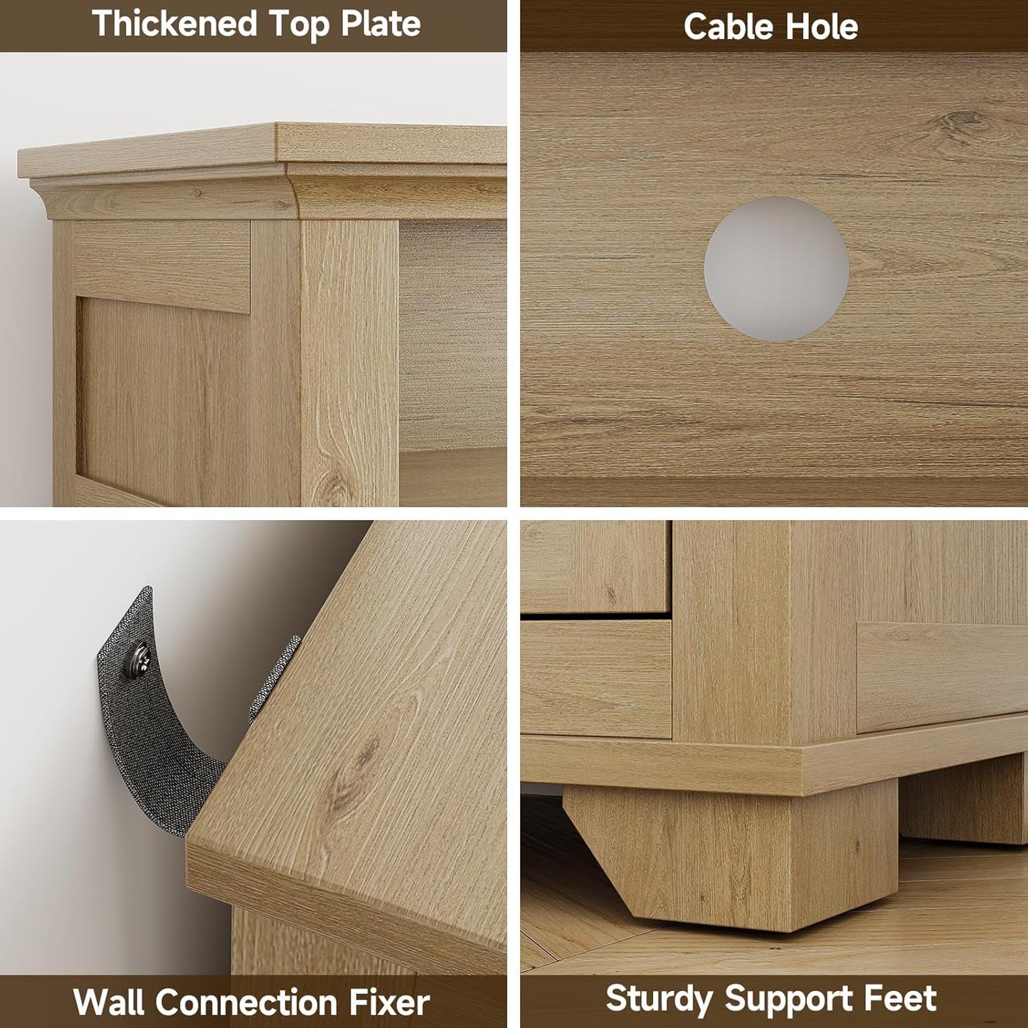 NEW 60 Inch Sideboard Buffet Cabinet With Open Storage
