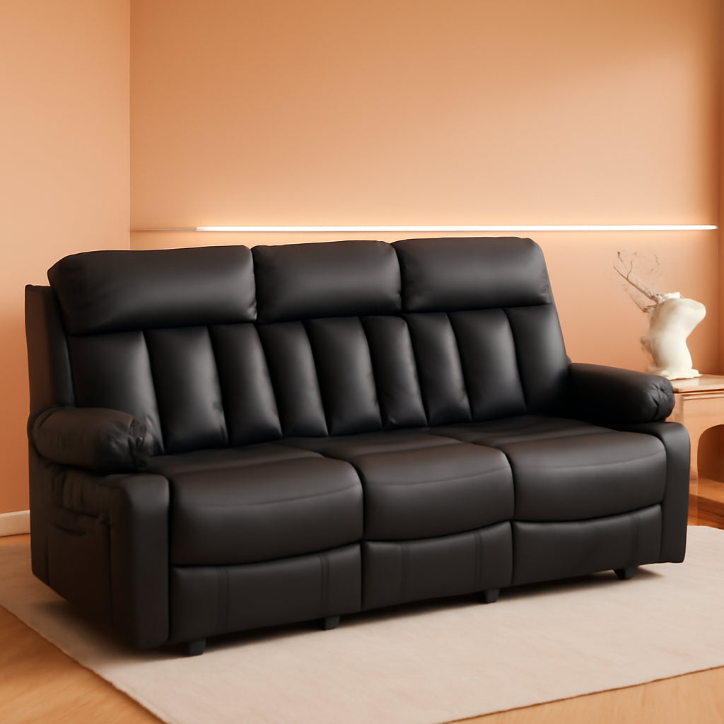NEW Power Reclining Sofa With Heat And USB Ports Black