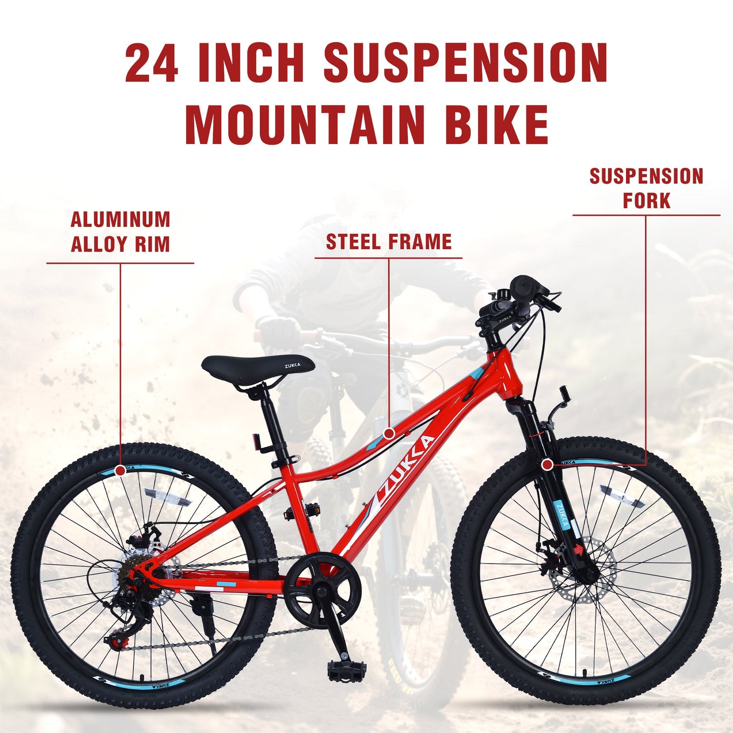 NEW Mountain Bike for Girls and Boys Mountain 24 inch shimano 6-Speed bike