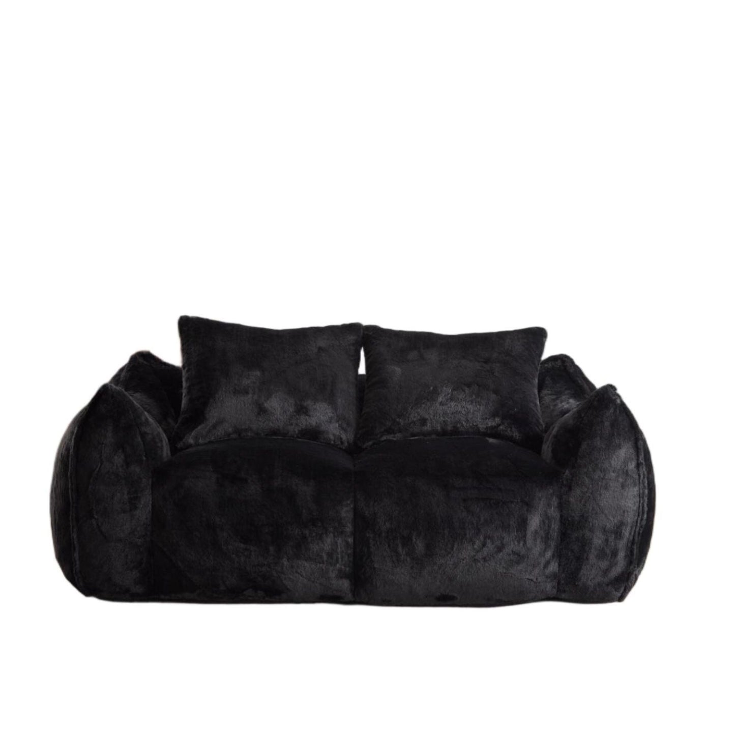 NEW Giant Bean Bag Couch for Adults, Ultra Soft Fluffy Loveseat Bean Bag Sofa, Oversized Chase Lounge Chair Indoor for Living Room Bedroom, No Assembly Required Cozy Reading Chair with Pillows, Black