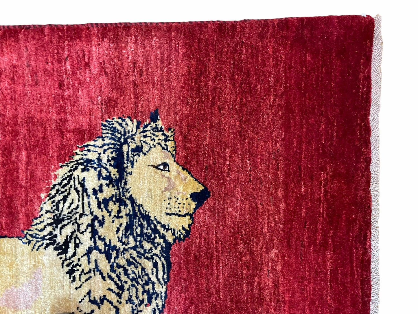 NEW 3 X 5 Handmade Hand-Knotted Quality Wool Rug New Vintage Lion Red Pictorial