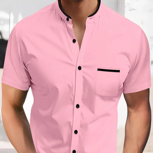 NEW Solid Color Shirt Korean Summer New Button Short Sleeve