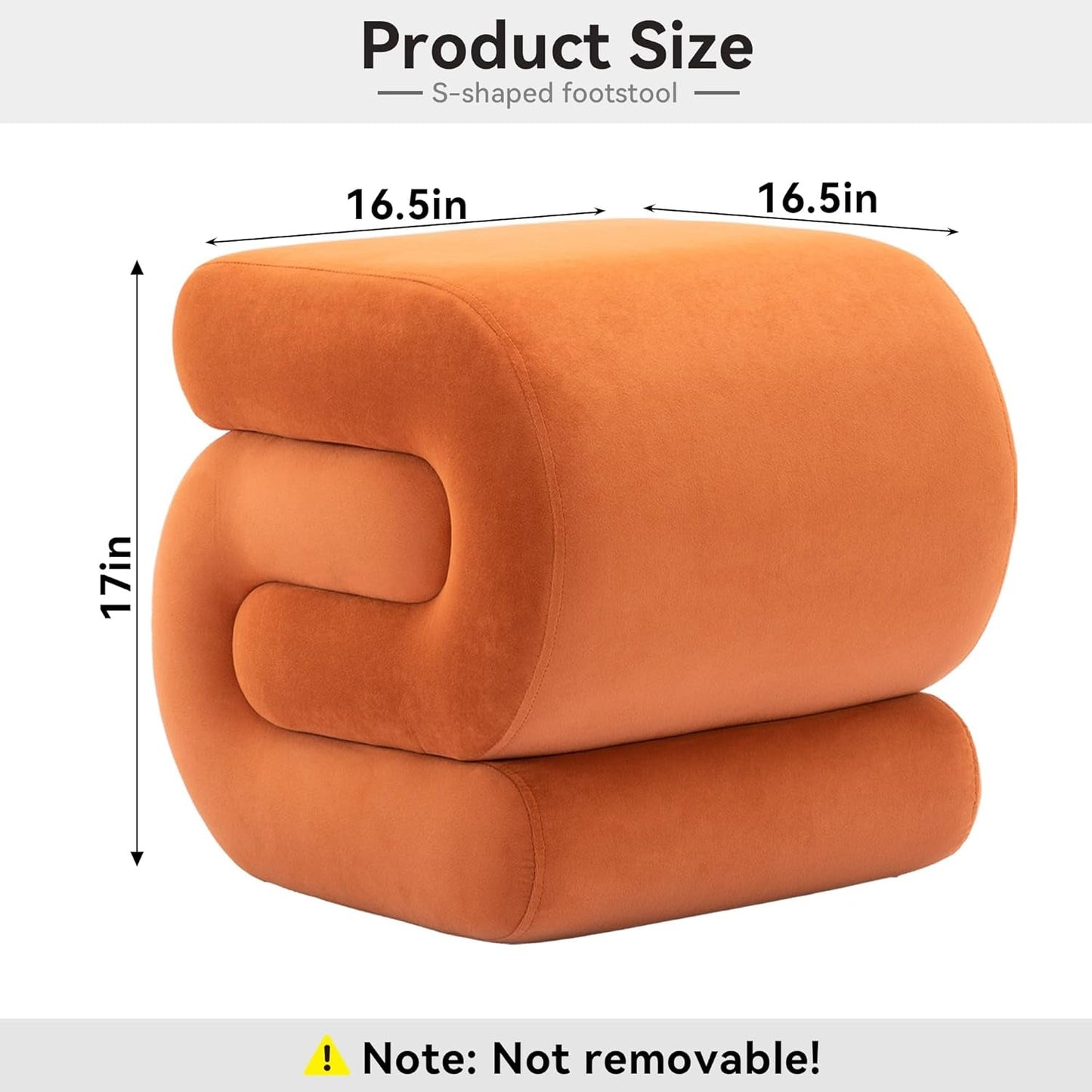 NEW Orange Contemporary Premium S Shape Ottoman Footstool