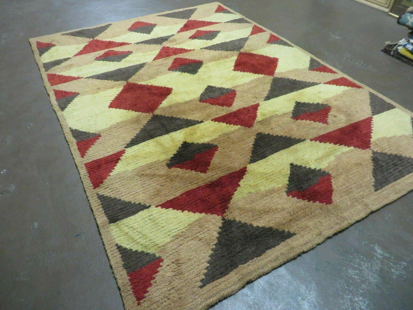 USED 6' X 8' Handmade Tibetan Nepal Chinese Wool Rug Art Deco Contemporary Modern