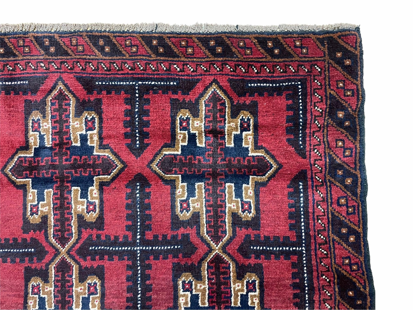 USED 3X5 Vintage Handmade Tribal Wool Rug Balouchi Rug Afghan Rug Red Beige Blue Nice