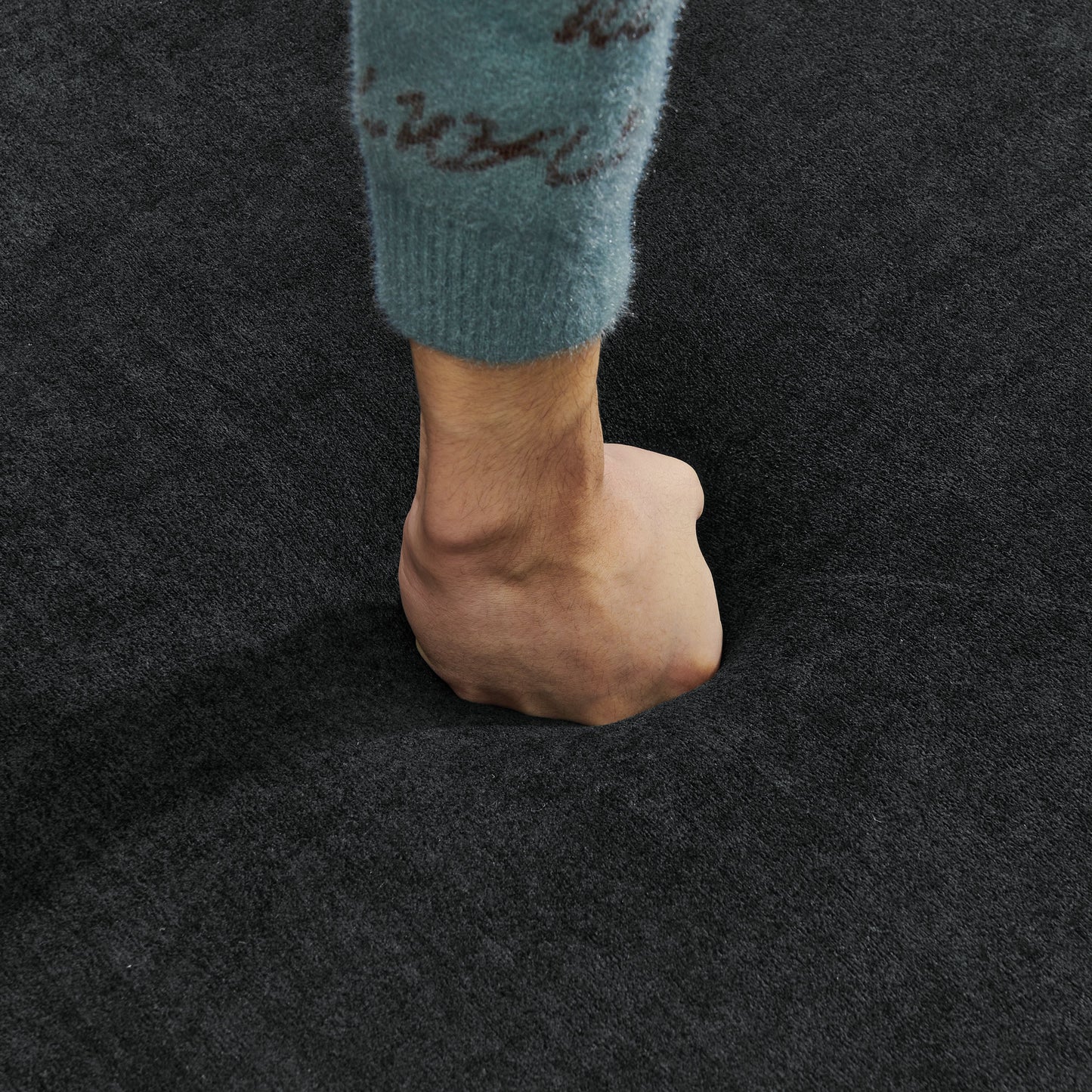 NEW Modern Black Melange Velvet Upholstered L-Shape Sectional Modular Compressed Sofa