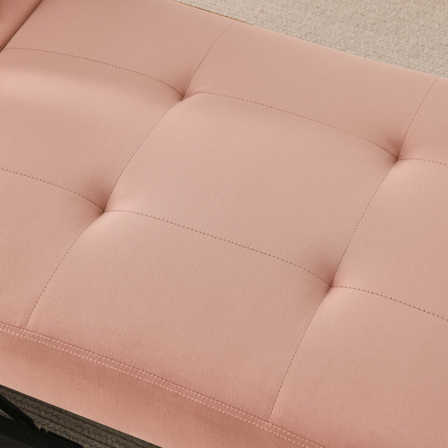 NEW Modern Linen Pink Fabric Convertible Sleeper Sofa Chair Adjustable Backrest Recliner with Pullout Couch Bed with Wheels
