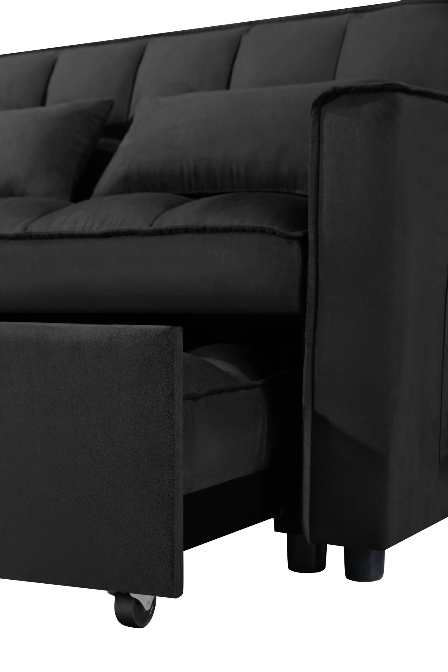 NEW Suede Fabric Pull Out Couch 3 in 1 Convertible Sofa Bed Sleeper Chair Lounge Sleeper with Pullout Bed