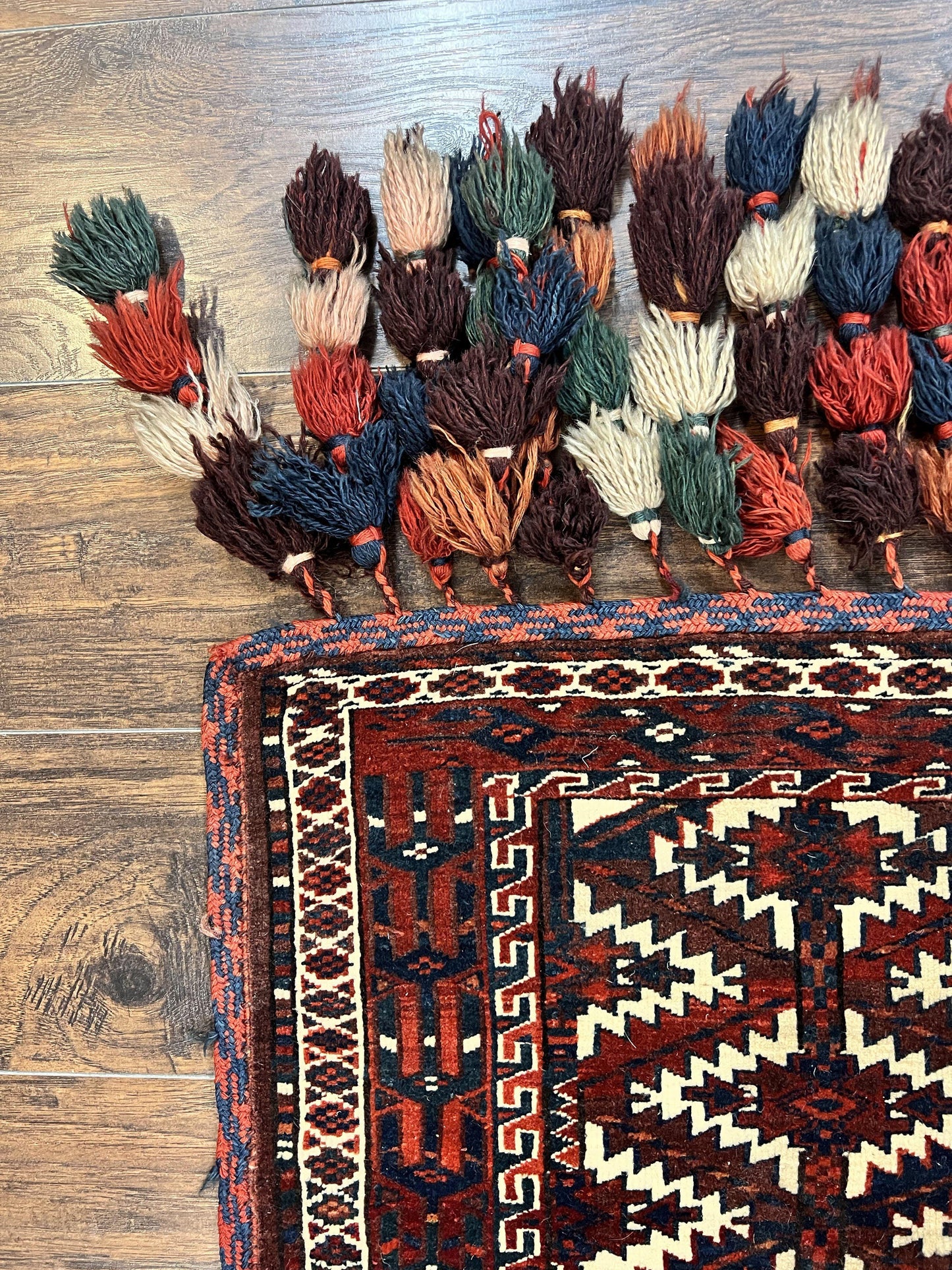 USED Antique Turkoman Camel Trapping, Turkoman Asmalyk, Red Black Ivory, Handmade, Hand Knotted Tribal Collectible Rug, Rare