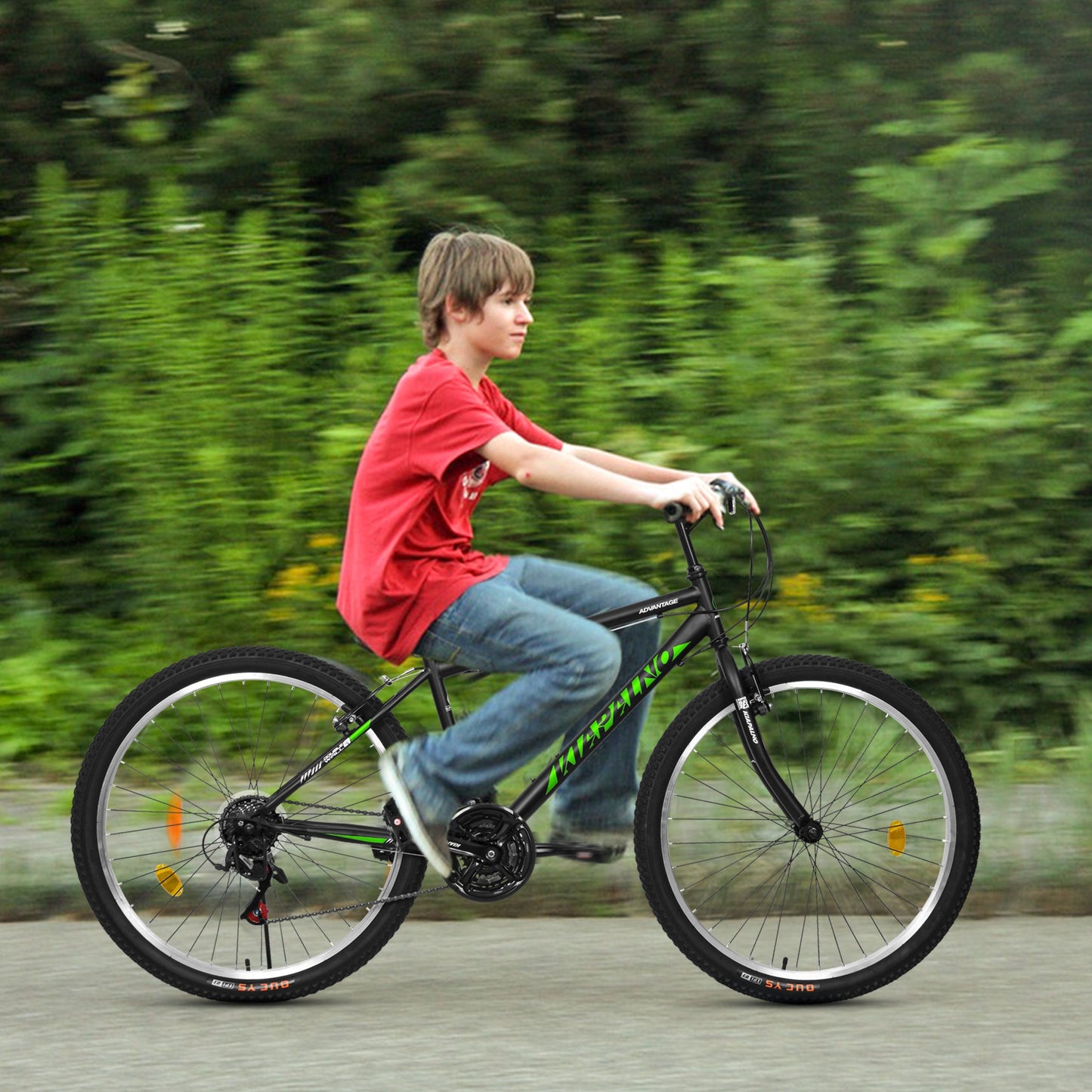 NEW A24338 24 Inch Carbon Steel Frame Mountain Bike,21-Speed Dual V-Brake, Adult and Teens Bicycle for Mountain