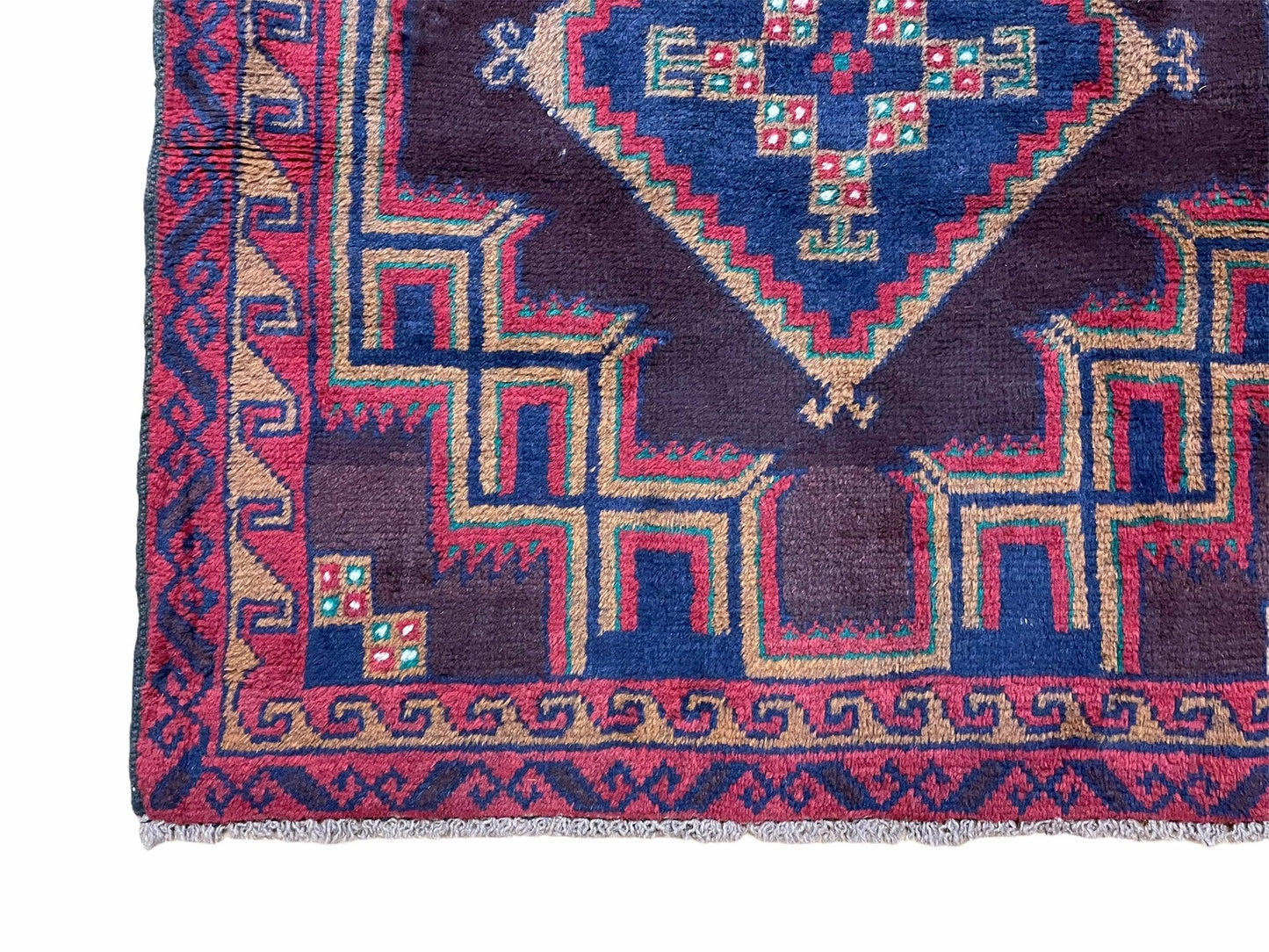 USED 2'11" X 4'6" Vintage Handmade Tribal Wool Rug Balouchi Rug Afghan Rug Geometric