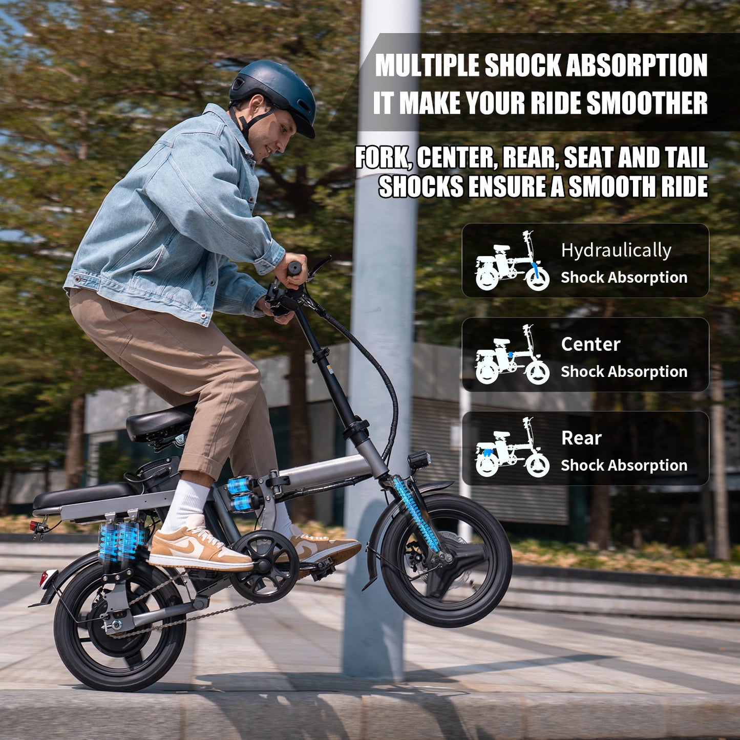 NEW ASKGO Adult Men Women E-Bike 48V 15AH Removable Battery 25MPH 500W Brushless Motor, Lightweight 14'' Tire LCD Display Electric Bike Bicycle