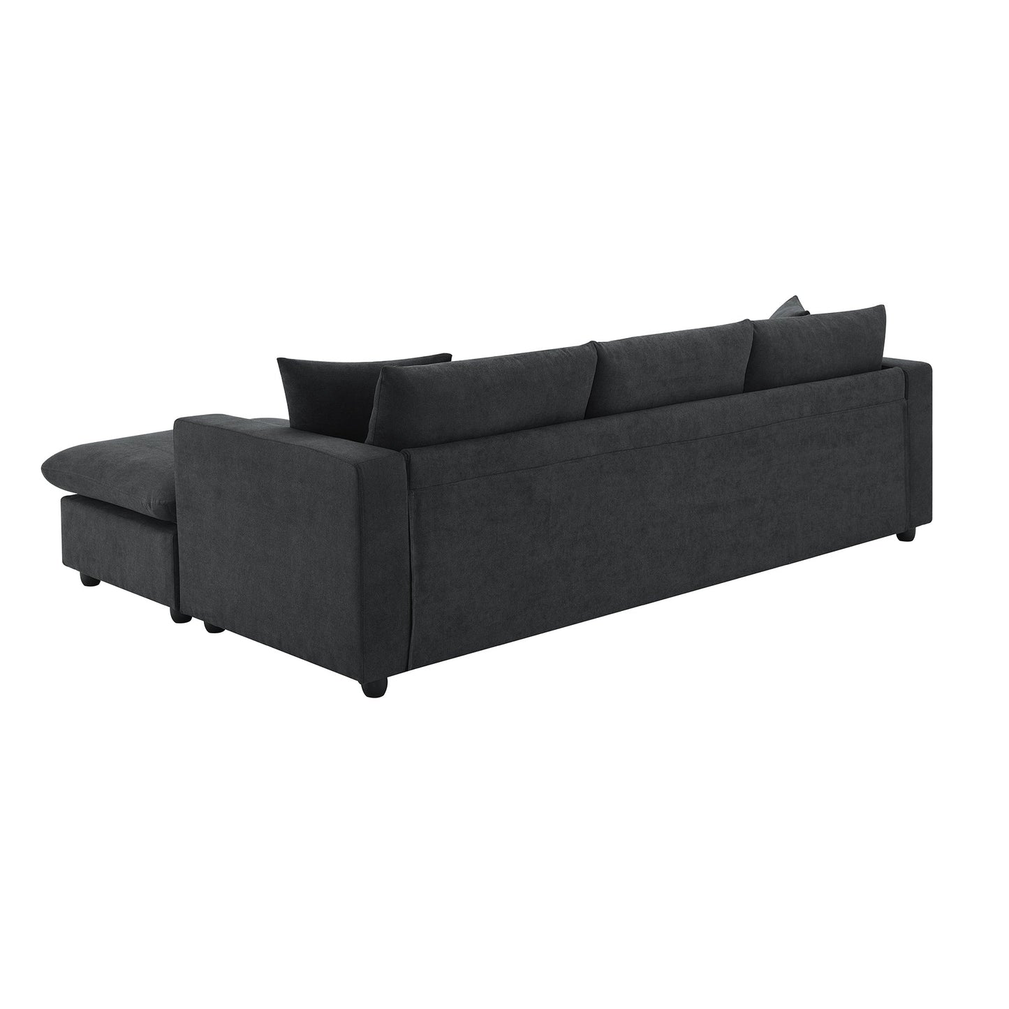 NEW L-shaped 4-Seat Polyester Black Fabric Modern Sectional Sofa