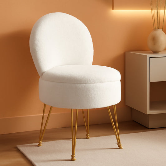 NEW Classic Vanity Stool White 15InchesX15Inches Ottoman