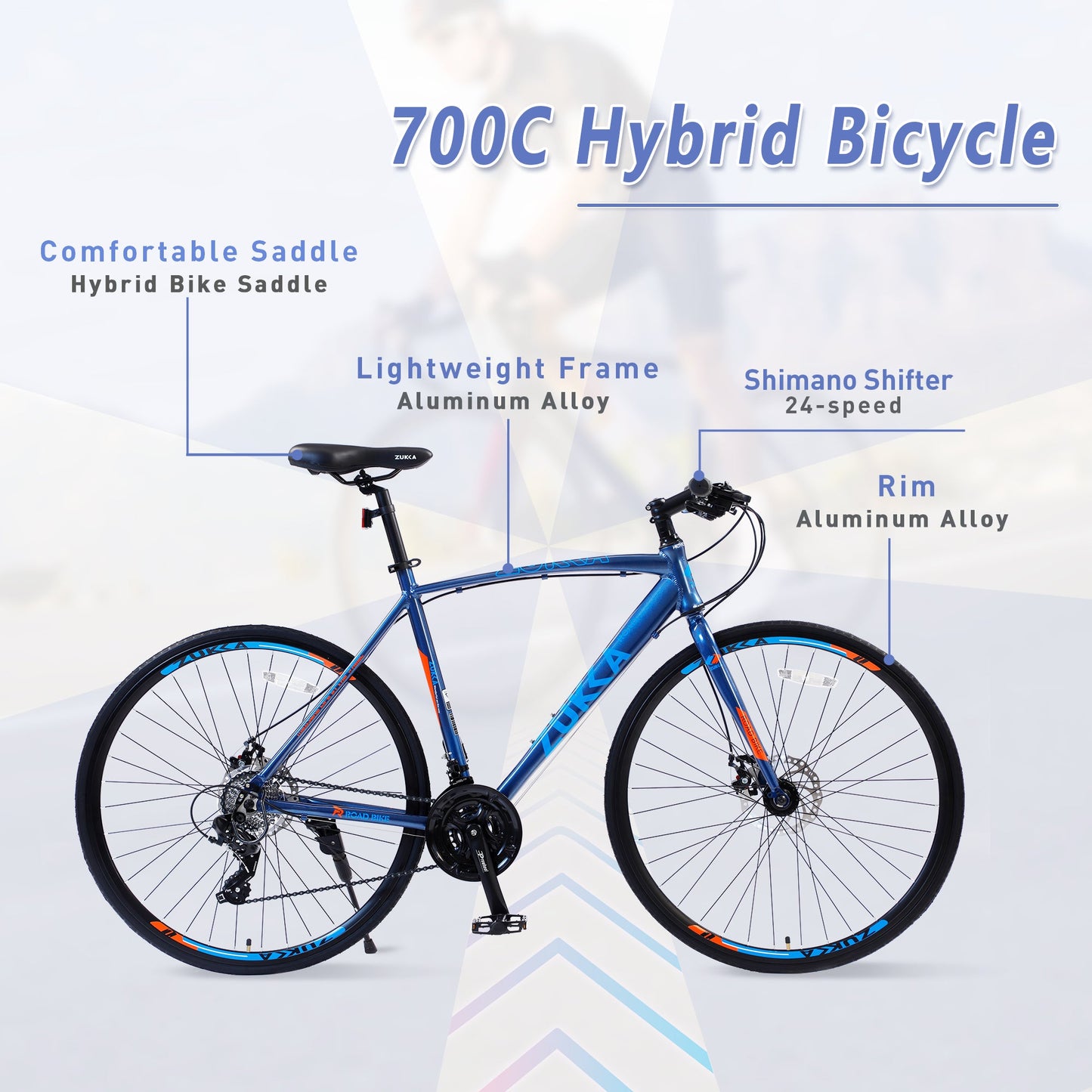 NEW 24 Speed Hybrid bike Disc Brake 700C Road Bike For men women's City Bicycle