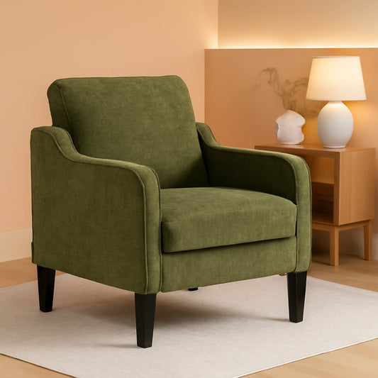 NEW Olive Green Upholstered Accent Chair Midcentury Comfort