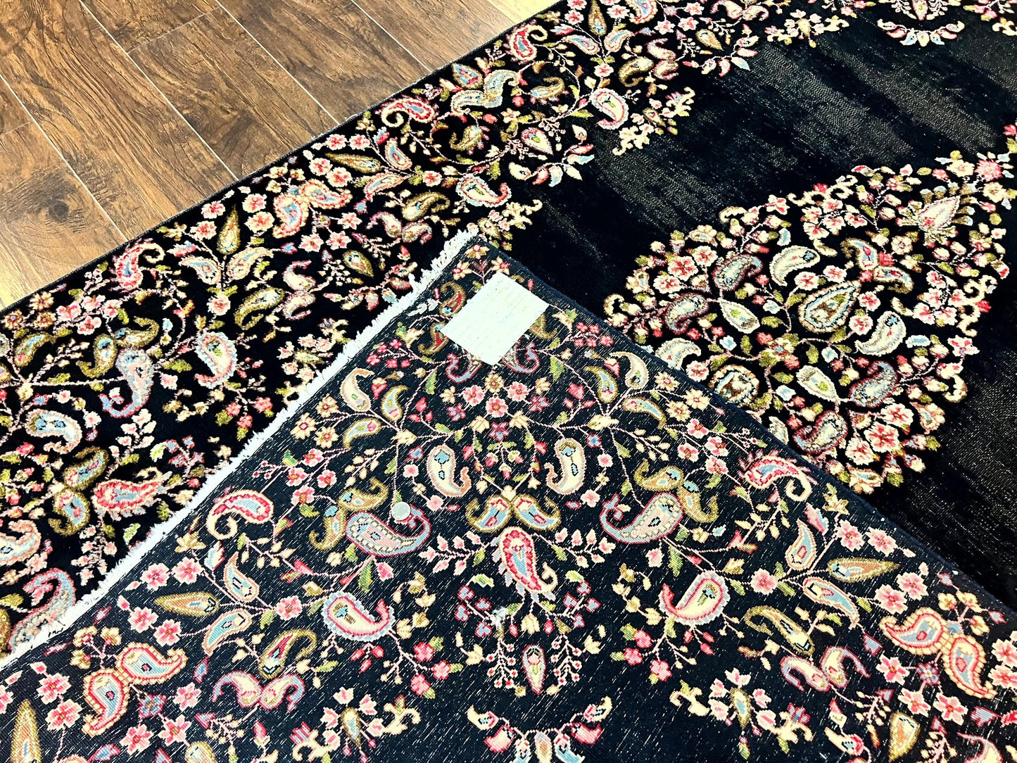 USED Antique Persian Kirman Rug 5x8, Floral Kirman, Midnight Blue/Black, Semi Open Field, Handmade Vintage Wool Carpet