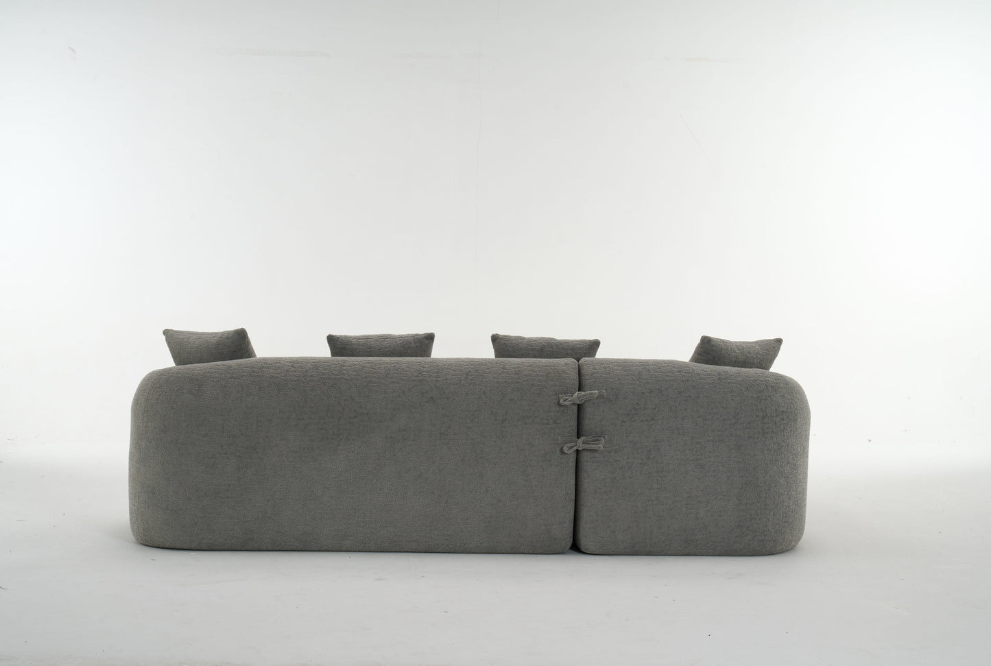 NEW Boneless Minimalist Curved Chaise Grey Chenille Compression Modular L-Shape Sectional Sofa Sleeper Couch with 30D High-Density Foam