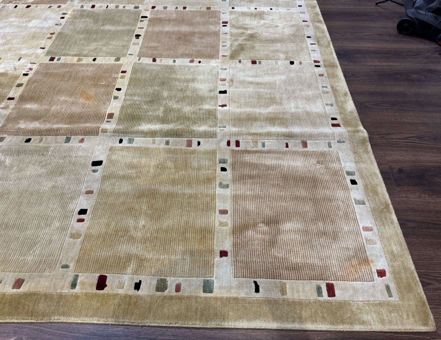 USED Large Wool Rug 10x13, Panel Design, Modern Contemporary Carpet