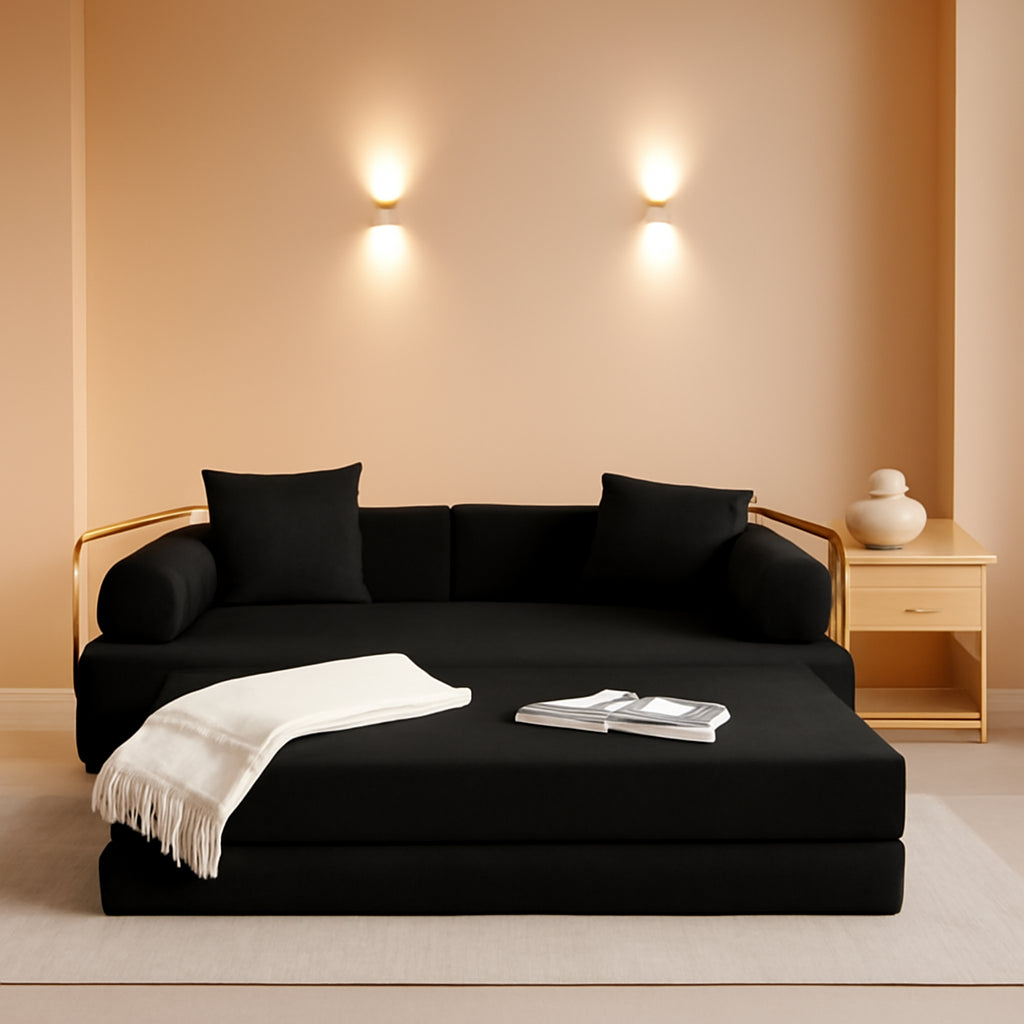 NEW Corduroy 78 Inch Multifunctional Convertible Sofa Bed Black