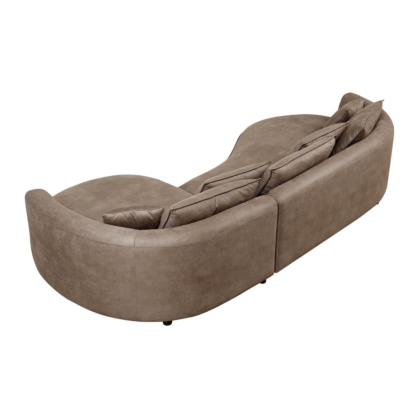 1NEW 28.74 Inch Modern Sectional Curved Sofa Couch for Living Room,Leathaire Upholstered 5-Seat Sofa Couch, Technology Cloth Couch Set for Apartment Office,Brown